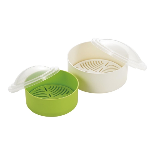 [調理器] レンジ蒸し器目皿付き（大・小セット）