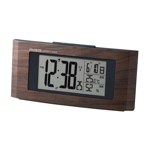 デジタル電波時計  ウッドライン