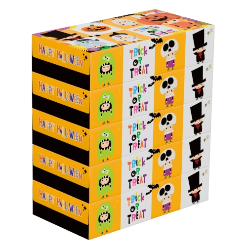 ハッピーハロウィンBOXティッシュ100W 5P
