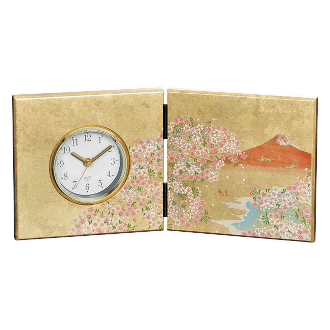加賀箔  屏風時計  華富士