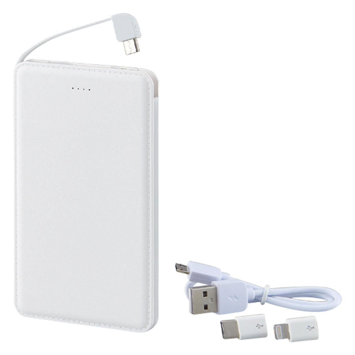 モバイルバッテリー 2500mAh （iPhone用 アダプター内蔵 USBType-C アダプター付）