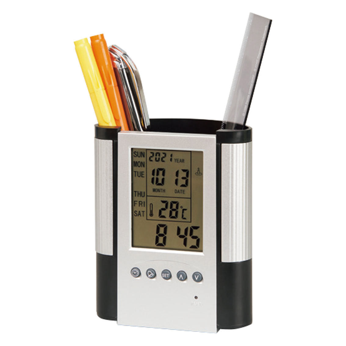 多機能クロックペン立て付