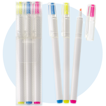 [蛍光ペン] 白軸・蛍光マーカーペン（3P）プラケース入り