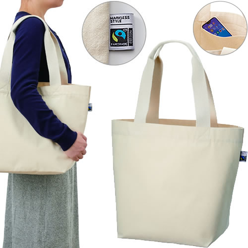 ＜アウトレット売切廃盤＞ フェアトレードコットンキャンバストート（M）内ポケット