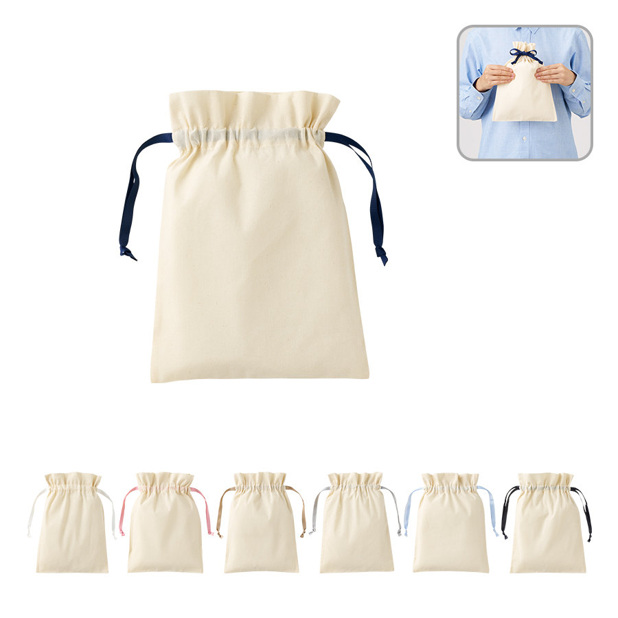 コットンカラーリボン巾着（M）