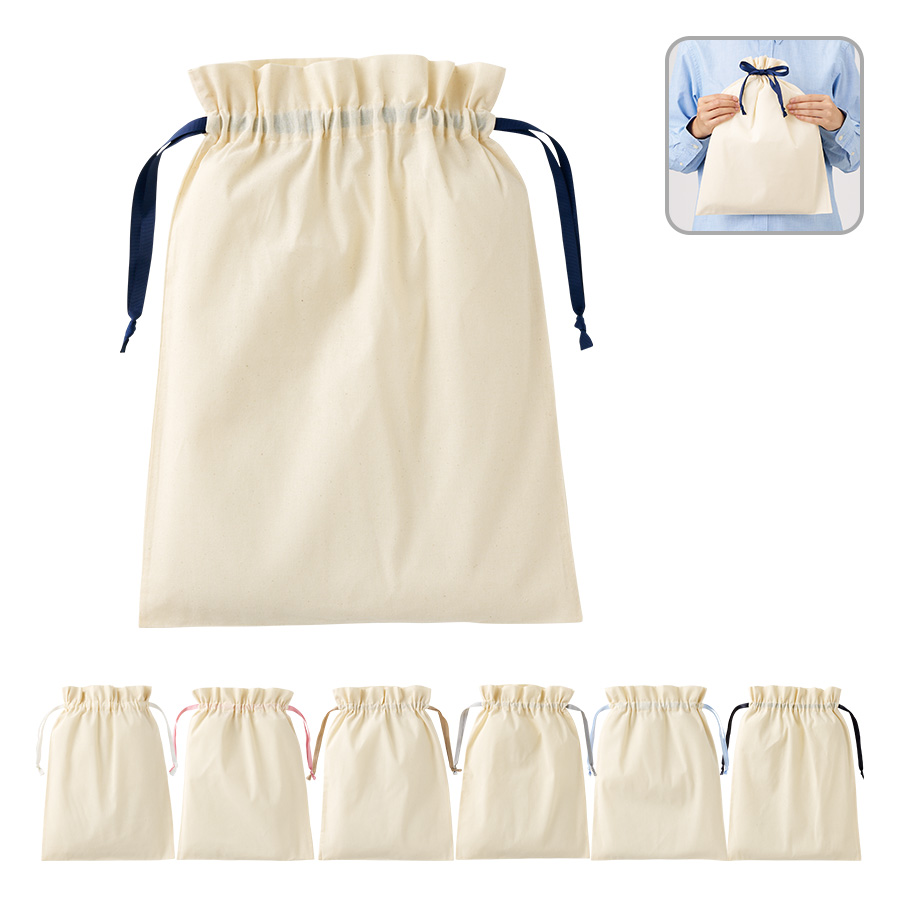 コットンカラーリボン巾着（L）