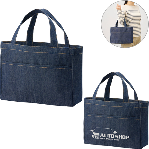 デニムフロントポケットトート