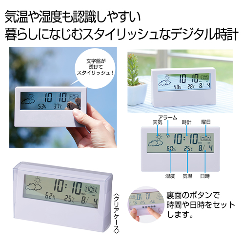 クリアスクリーン多機能デジタル時計