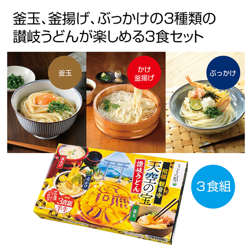[うどんギフト] 天空の宝 味くらべ讃岐半生うどん3食組
