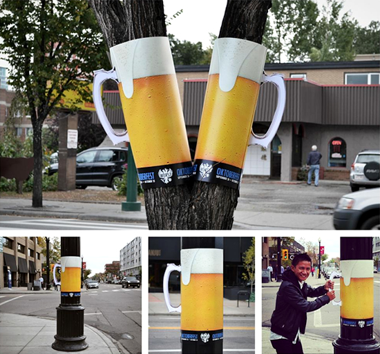 ビアホール(wurst)の屋外広告。ソーセージをメインとするビアホールが、イベントに際し町中で展開したキャンペーンのようです。<カナダ>