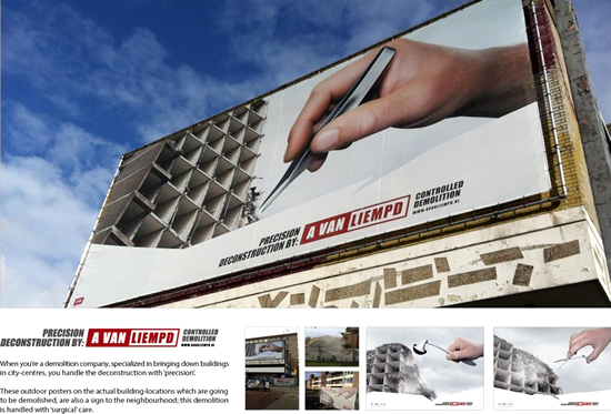 建物解体企業(A van Liempd)の屋外広告。ピンセットで瓦礫を摘まむくらい、丁寧な仕事をしてくれるようです。<オランダ>