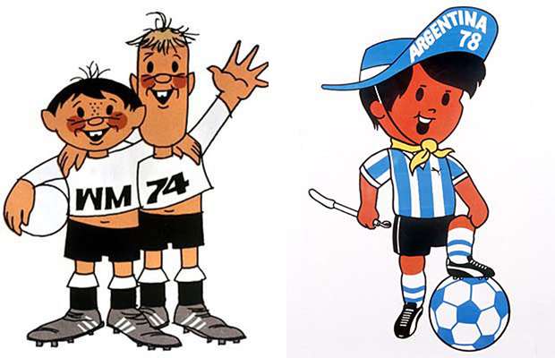 1974年 ドイツ マスコット:Tip and Tap、1978年 アルゼンチン マスコット:Gauchito