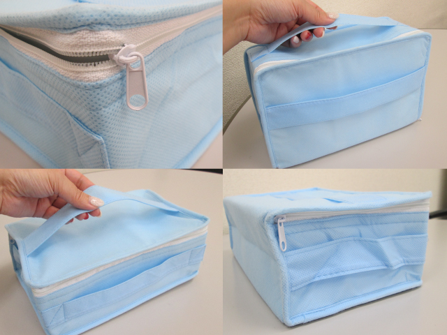 ノベルティ：不織布保冷3WAYスクエアポーチ フロスティブルー