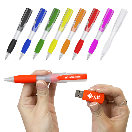 <印刷代0円、送料0円> インクUSBメモリ ボールペン型 H/ホワイト